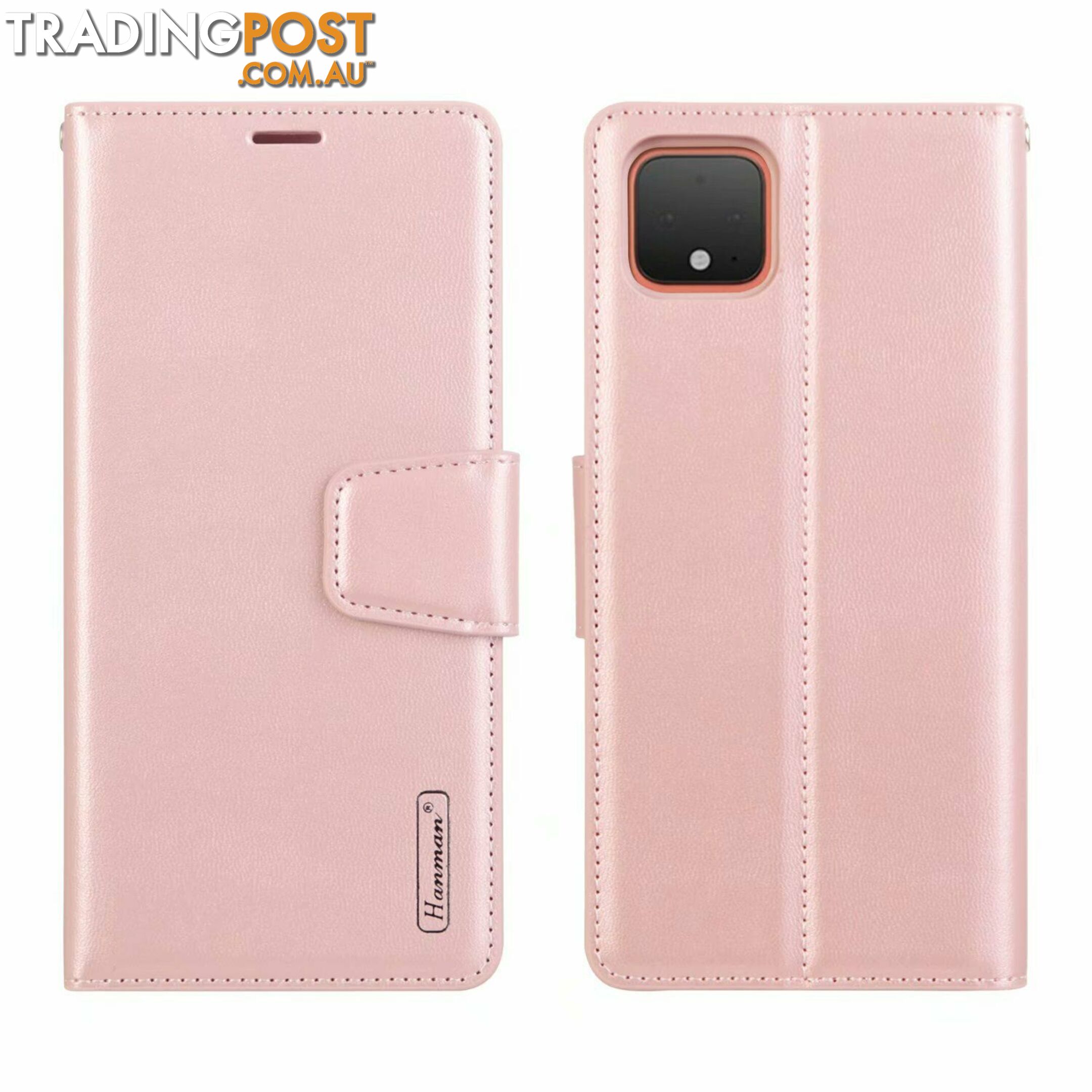 HANMAN Magnetic Wallet Leather Card Flip Case Stand Cover For Google Pixel 4 XL - Hanman - Rose Gold