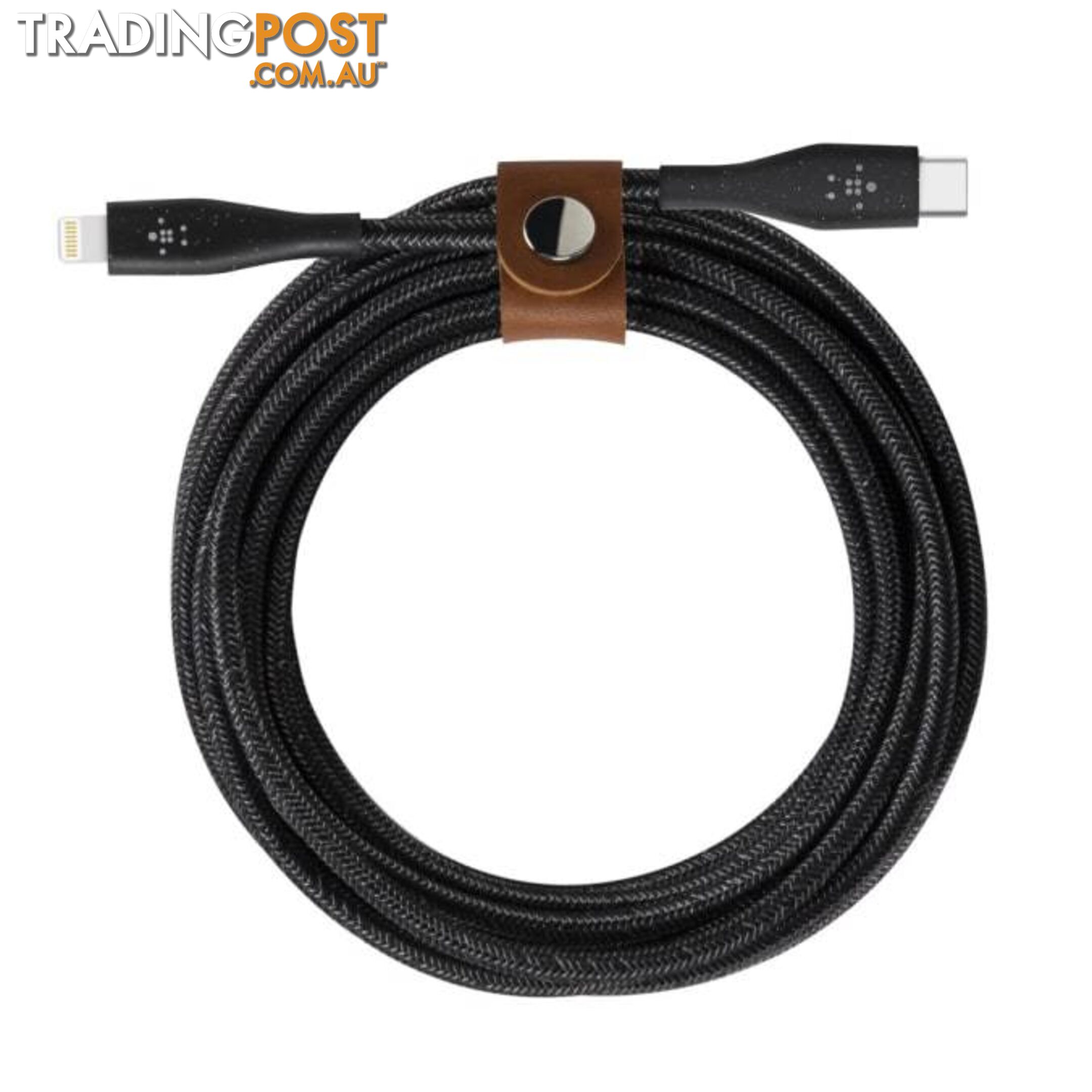 Belkin BOOSTCHARGE DuraTek USB-C Cable With Lightning Connector and Strap - Belkin - Black - 745883775484