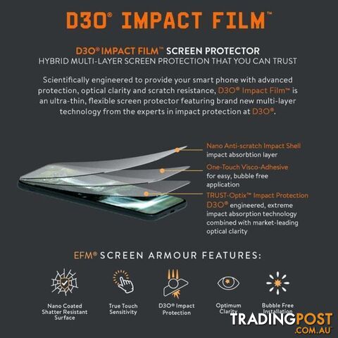 EFM D3O Impact Film Screen Armour Display Optimised For iPhone XR|11 - Clear - EFM - 9319655070902 - photo 2 of 2