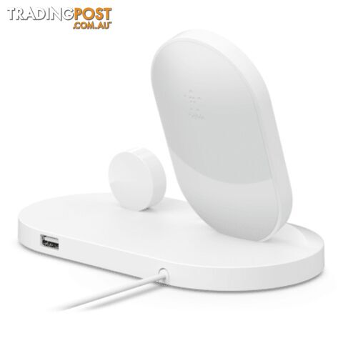 Belkin BOOSTUP Wireless Charging Dock For iPhone/Apple Watch/USB-A port - White - Belkin - 745883762859