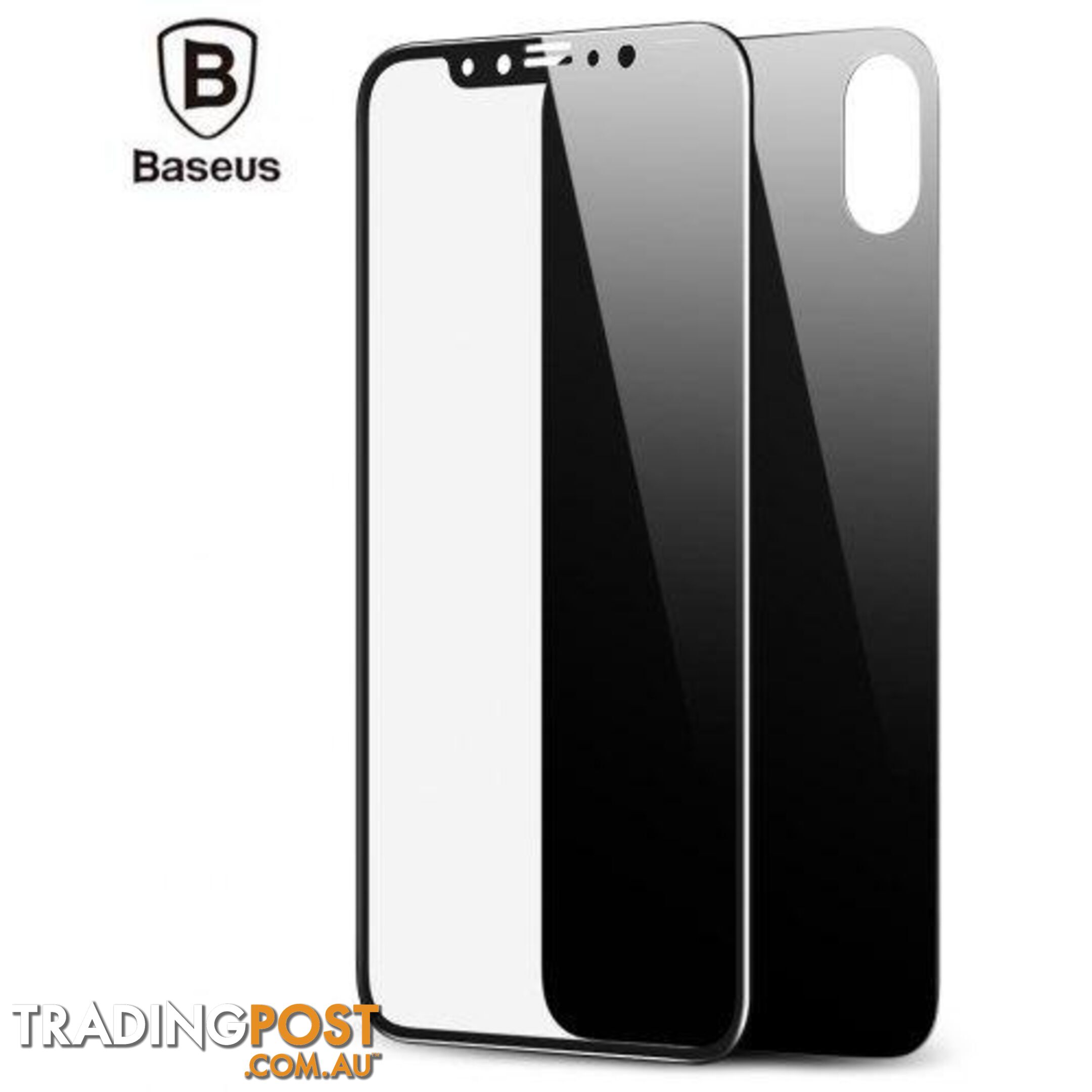 Baseus Glass Film Set Front and Back For iPhone X/Xs - Baseus - Black