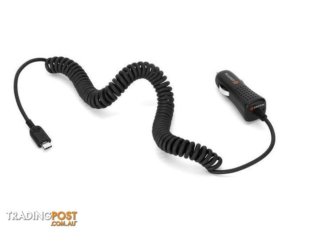 Griffin PowerJolt SE 3.0A Car Charger Coiled USB-C - Griffin - 685387428496