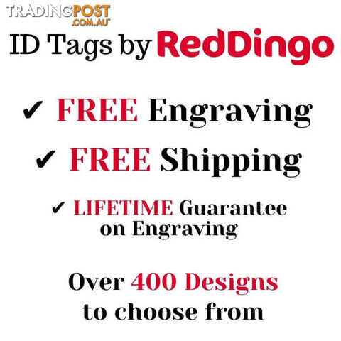 RED DINGO 2D BONE TAG RED - LIFETIME GUARANTEE - C - photo 2 of 4