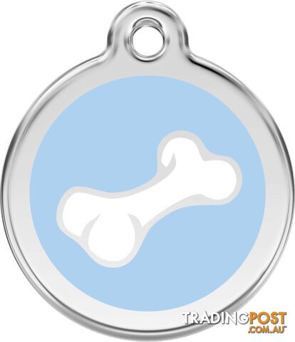 RED DINGO 2D BONE TAG LIGHT BLUE - LIFETIME GUARAN