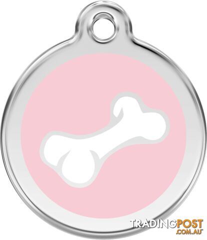 RED DINGO 2D BONE TAG LIGHT PINK - LIFETIME GUARAN