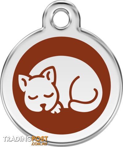 RED DINGO ENAMEL KITTEN TAG - BROWN - LIFETIME GUA