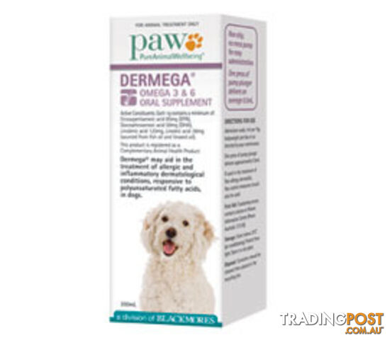 PAW DERMEGA OMEGA 3 & 6 ORAL SUPPLEMENT 200ML