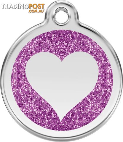 RED DINGO GLITTER PURPLE HEART TAG - LIFETIME GUAR