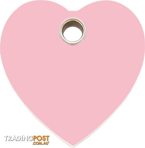 RED DINGO - PLASTIC HEART TAG - PINK ENGRAVED
