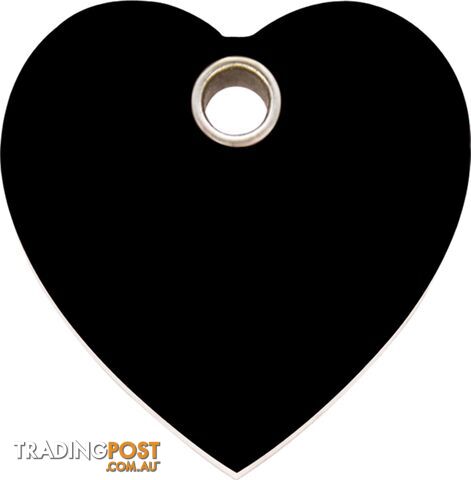 RED DINGO - PLASTIC HEART TAG - BLACK ENGRAVED