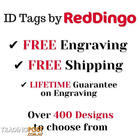 RED DINGO ENAMEL DOG TAG - BLACK - LIFETIME GUARAN - photo 2 of 4