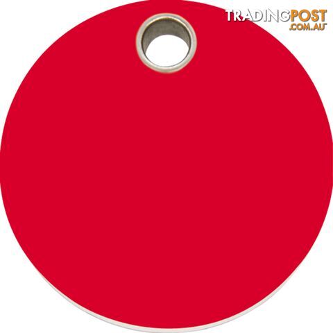 RED DINGO - PLASTIC CIRCLE TAG - RED ENGRAVED