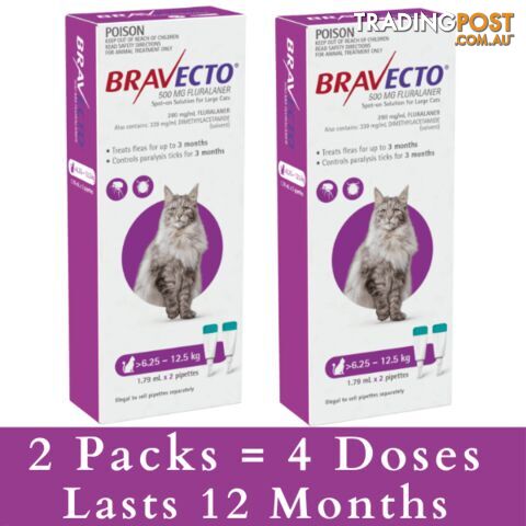 BRAVECTO SPOT ON FOR LARGE CATS 6.25KG-12.5KG (PUR - photo 2 of 6