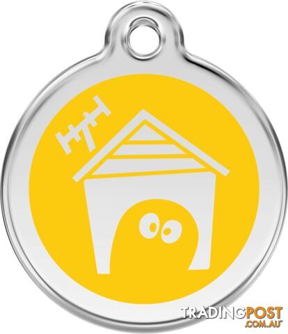 RED DINGO DOG ENAMEL HOUSE TAG - YELLOW - LIFETIME