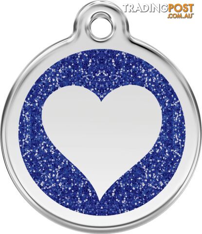 RED DINGO GLITTER BLUE HEART TAG - LIFETIME GUARAN