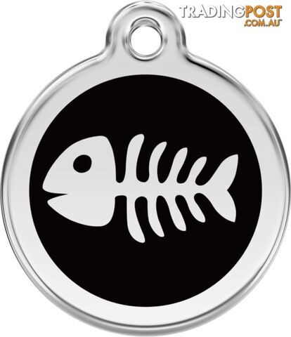 RED DINGO ENAMEL FISH BONE TAG - BLACK - LIFETIME