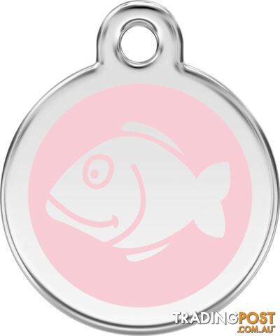 RED DINGO ENAMEL FISH TAG - PINK - LIFETIME GUARAN