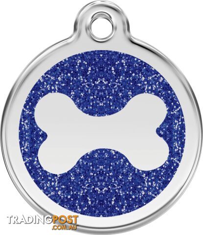 RED DINGO BONE TAG GLITTER BLUE - LIFETIME GUARANT