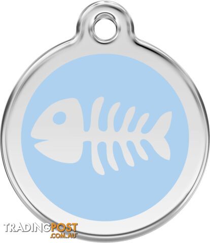 RED DINGO ENAMEL FISH BONE TAG - LIGHT BLUE - LIFE