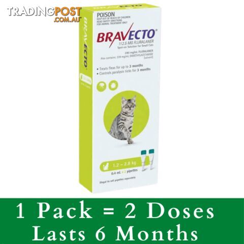 BRAVECTO SPOT ON FOR SMALL CATS GREEN 1.2 - 2.8KG