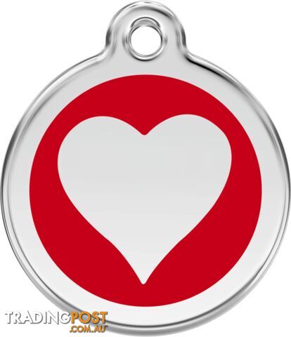 RED DINGO ENAMEL RED HEART TAG - LIFETIME GUARANTE