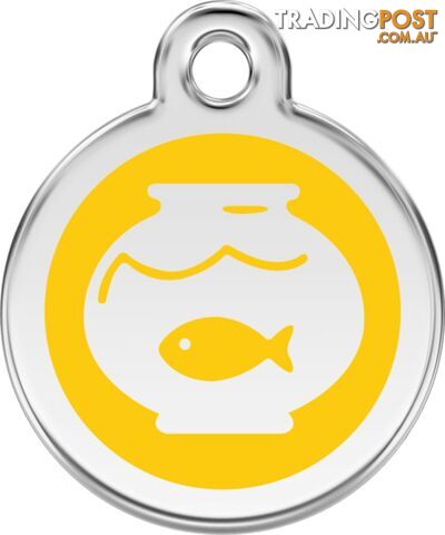 RED DINGO ENAMEL FISH BOWL TAG - YELLOW - LIFETIME