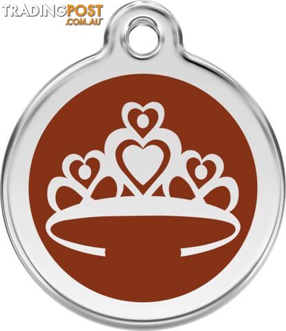 RED DINGO ENAMEL CROWN TAG BROWN - LIFETIME GUARAN
