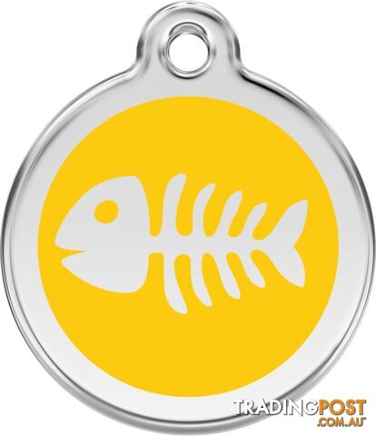 RED DINGO ENAMEL FISH BONE TAG - YELLOW - LIFETIME