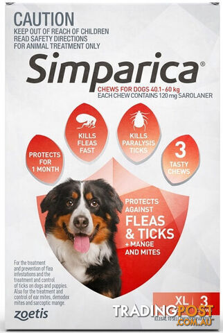 SIMPARICA EXTRA LARGE DOG 40.1-60KG (RED) 120MG