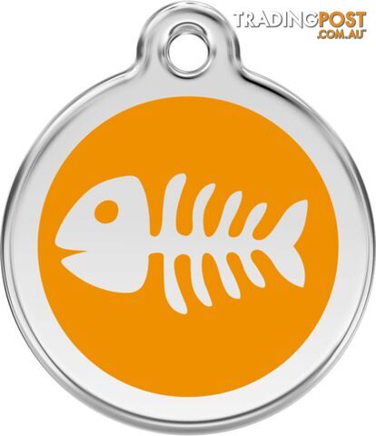 RED DINGO ENAMEL FISH BONE TAG - ORANGE - LIFETIME