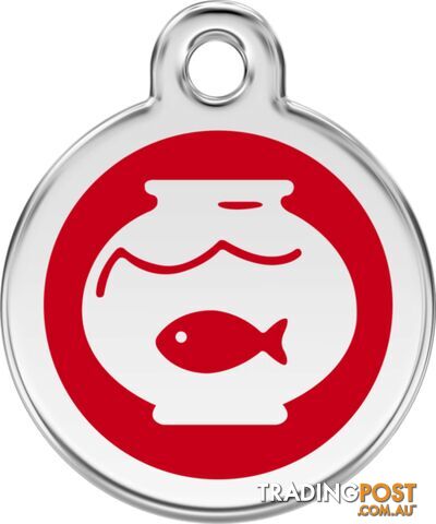 RED DINGO ENAMEL FISH BOWL TAG - RED - LIFETIME GU