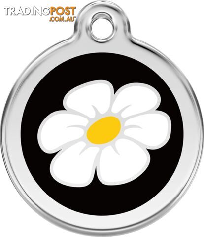 RED DINGO ENAMEL DAISY TAG - BLACK - LIFETIME GUAR