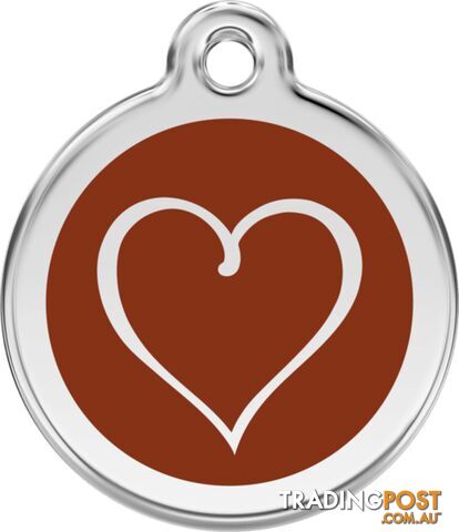 RED DINGO ENAMEL TRIBAL HEART TAG - BROWN - LIFETI