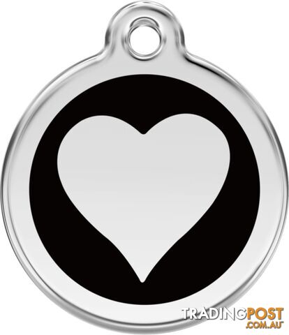 RED DINGO ENAMEL BLACK HEART TAG - LIFETIME GUARAN