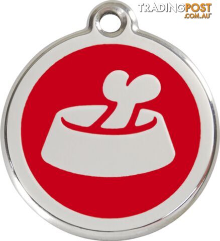 RED DINGO BONE IN BOWL TAG RED - LIFETIME GUARANTE