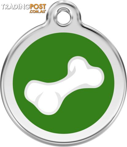RED DINGO 2D BONE TAG GREEN - LIFETIME GUARANTEE -
