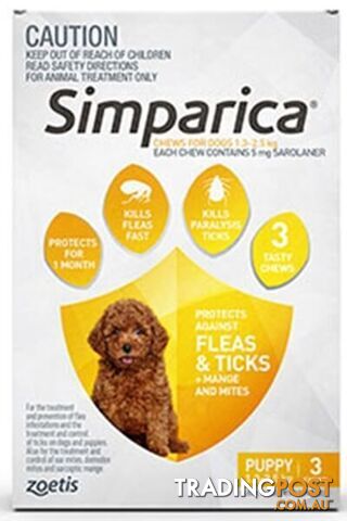 SIMPARICA PUPPY & VERY SMALL DOG 1.3 - 2.5KG (