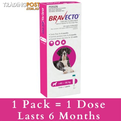 BRAVECTO SPOT ON FOR EXTRA LARGE DOGS 40.1 - 56KG