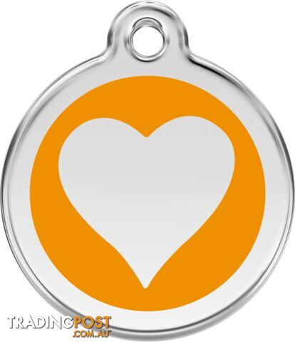 RED DINGO ENAMEL ORANGE HEART TAG - LIFETIME GUARA