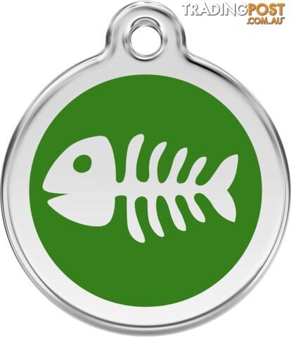 RED DINGO ENAMEL FISH BONE TAG - GREEN - LIFETIME