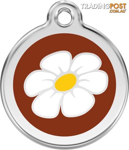 RED DINGO ENAMEL DAISY TAG - BROWN - LIFETIME GUAR