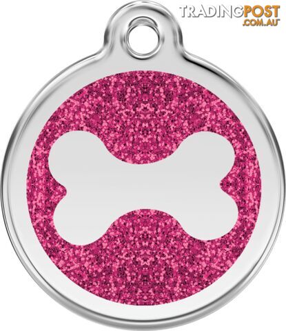 RED DINGO GLITTER BONE TAG HOT PINK - LIFETIME GUA