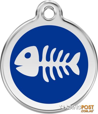 RED DINGO ENAMEL FISH BONE TAG - DARK BLUE - LIFET