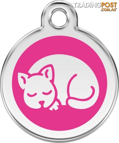 RED DINGO ENAMEL KITTEN TAG - HOT PINK - LIFETIME