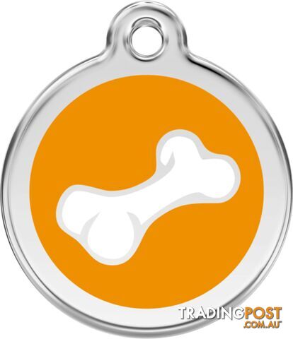 RED DINGO 2D BONE TAG ORANGE - LIFETIME GUARANTEE