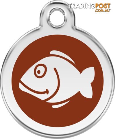 RED DINGO ENAMEL FISH TAG - BROWN - LIFETIME GUARA
