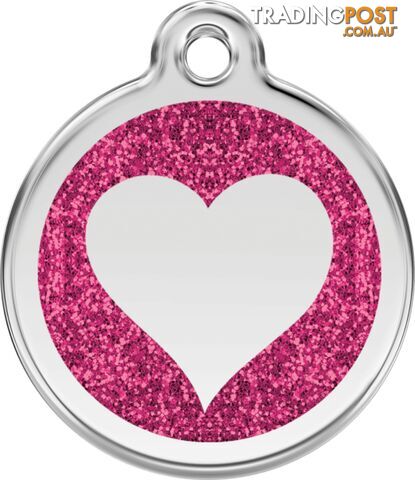 RED DINGO GLITTER HOT PINK HEART TAG - LIFETIME GU