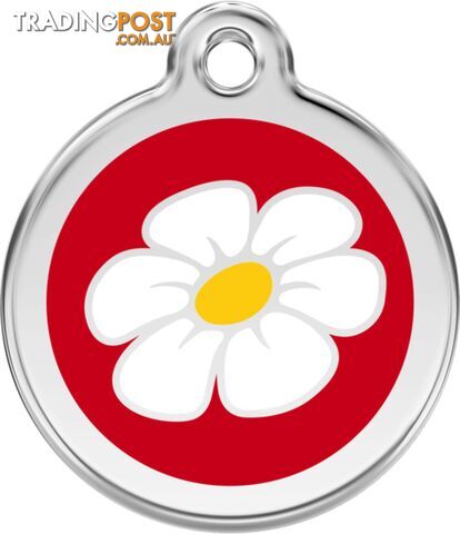 RED DINGO ENAMEL DAISY TAG - RED - LIFETIME GUARAN