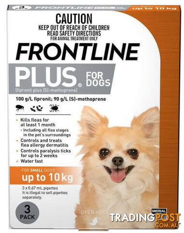 FRONTLINE PLUS FOR SMALL DOGS UP TO 10KG (ORANGE)