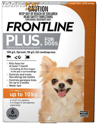 FRONTLINE PLUS FOR SMALL DOGS UP TO 10KG (ORANGE) - photo 2 of 3